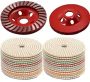 5" Diamond Polishing Pad 24 + 5 Grinding Cup wheel Concrete Granite Marble buff