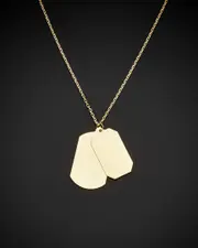 14K Italian Gold Name Tag Adjustable Length Necklace