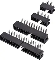 BIZOCA 10PCS DC3 6/8/10/12/14/16/18/20/26/30/34/40/50P 2.54mm Socket Header Connector Male Double-Spaced Straight Needle Curved(Right Angle Type,30P)