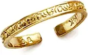 [JewelryWeb] 14k Yellow Gold Thin Pattern Band toe ring-toe ring for Women and Men