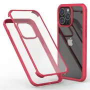 For iPhone 15 Pro Protective Slim Case Double-Sided Tempered Glass+Silicone Frame Phone Case
