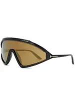 Tom Ford Lorna Mirrored Mask Sunglasses, Sunglasses, Black, Designer-engraved Mirrored Lenses, 100% UV Protection ONE SIZE