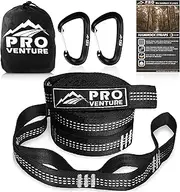 Pro Venture Hammock Straps and Carabiners Set | 22 Feet Total, 44+2 Loops | 1200lbs Breaking Strength (500lbs Rated) | Non-Stretch, Lightweight, Portable - Quick Setup | Heavy Duty, Tree Friendly