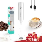HAUSHOF Powerful Rechargeable Milk Frother, Handheld USB Type-C White