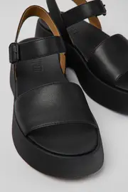 Tasha Black Leather Sandal for Women