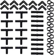 URATOT 40 Pieces Drip Irrigation Fittings Kit 1/2" Tubing Set, 10 Tees, 10 Couplings, 10 Elbows and 10 End Cap Plugs Drip Irrigation Barbed Connectors for Drip Sprinkler Systems