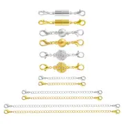 12Pcs Magnetic Jewelry Clasps Necklace Extenders Chain Lobster Clasp Silver/Gold