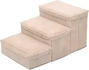 Folding Dog Stairs, 3 Steps, Portable Climbing Pet Stairs, Non-Slip Floor Ramp, Stair Storage Ladder, Bunk Bed Sofa Step Stool for Puppies, Dogs and Cats