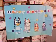 Kid's Happy Birthday Banner 40" x 59" vinyl photo wall back drop. dogs