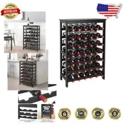 Stylish 42-Bottle Wine Storage Shelf - Bamboo Rack with Wave Bars for Freshness