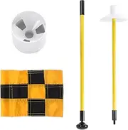 Golf Flag, Golf Flagstick, Practice Putting Green Flag for Yard, All 3 Feet, Numbered Golf Flags Golf Pin Flag Hole Cup Set, Portable 2 Section Design for Indoors Outdoor (Yellow and Black Grid)