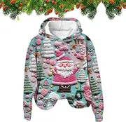 CENRF Cute Hoodies for Women - Vintage Santa Print Merry Pullover Hoodies | Long Sleeve Women's Novelty Pullover Hoodies