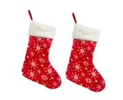 C260 2PCS Christmas Socks Gift Bag Pendant Snowflake Plush Ornament Christmas Decoration Gift Bag Fireplace Pendant