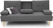 Rochester Linen Fabric Sofa Bed Lounge Couch Futon Furniture Suite - Dark Grey