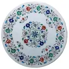 White Marble Coffee Table Top Antique Design Inlay Work Sofa Table for Home