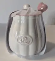 Target Bullseye Playground Honey Pot W/ Heart Dipper Stirrer White Valentine Day