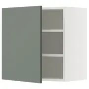 METOD wall cabinet with shelves, white/Nickebo matt grey-green, 60x37x60 cm