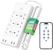 Meross Smart Power Strip with USB, 6 AC Outlets and 4 USB Ports, Alexa Extension Lead Compatible with Alexa, Google, SmartThings, 2.4GHz WiFi (Packaging May Vary)