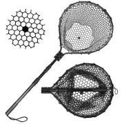 Rubber Fishing Net Large Folding Landing NetCollapsible Aluminum Pole Handle