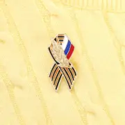 %Unisex St George Ribbon Sign Cute Badge With Russian Flag Enamel Pin Brooche ^