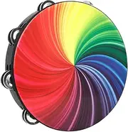 FELTECHELECTR Handheld Tambourine for Double Row Percussion Instrument Smooth Edges for Dance Music Lessons Parties Develops Hand Eye Coordination Concentration