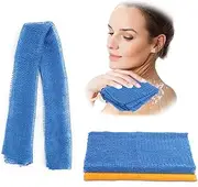 Knotted Net Sponge African Exfoliating Net 2 in 1 Body Shower Scrubber Nylon Back Scrubber Exfoliating Bath African Sponge Skin Smoother for Daily Use(Blue+Orange)