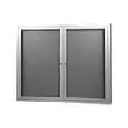 Benoticed Notice case with Hinged Door 1830x1220mm 3 Door / Silver Frame / Pinnable Fabric Grey