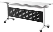 YVYKFZD Folding Conference Table, Mobile Meeting Tables, Rolling Training Table with Wheels, Stackable Rectangular Conference Room Table, Save Space(White 6PCS,55.1"x19.6"x29.5")