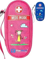 PracMedic Bags Epipen Carrying Case for Kids - Insulated, holds 2 Epipens, Asthma Inhaler, Antihistamine, Nasal Spray, Eye Drops, Syringes, Ice Pack- Sold Empty (Pink)