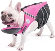 Petglad French Bulldog Life Jacket, Life Vest with Chin Float Rescue Handle for Corgi Pug, Adjustable High Visibility Flotation Swim Vest for Swimming Boating (Pink)