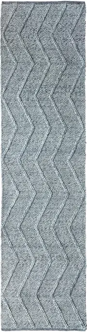 Zig Zag Spotted Grey Hallway Runner Wool Rug