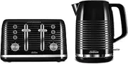 [Sunbeam] Rise and Shine Kettle and Toaster Set | 4 Slice Toaster and Kettle Set, 1.7L Kettle Capacity, 2400w Electric Kettle, 7 Browning Toaster Settings, High-Lift Toaster Lever, Black PUP3100BK