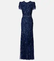 [Jenny Packham] Jenny Packham Roxy sequined gown AU 14 blue