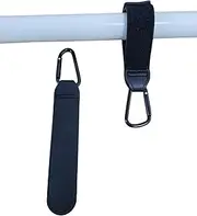 2 Pack Stroller Hooks - 22lb Capacity, Universal Carabiner Clips for Diaper Bags, Wheelchairs & Bikes - Aluminum with Nylon Straps, One-Hand Use, Anti-Slip (Black)