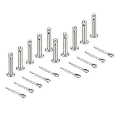 10Pcs M3x12mm Clevis Pins, Single Hole Flat Head Hitch with Cotter Pins, Silver