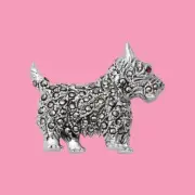 Scotty Terrier Dog Brooch Pin Sterling Silver 925 Marcasite Vintage Inspired