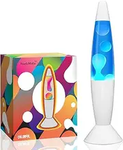 FineLiMoLa White Base Magma Liquid Motion Lamp with Blue Liquid and white wax for Adults Kids Night Light Lamp Decoration for Living-room Bedroom Christmas Thanksgiving Day (2 Bulbs Included).