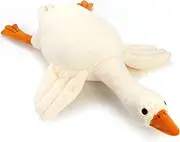Qpewep 30" Goose Stuffed Animal Weighted Plush Toy 3.2Ibs White Swan Throw Soft Plush Sleeping Pillow Stuffed Animal Toys for Kids Gifts
