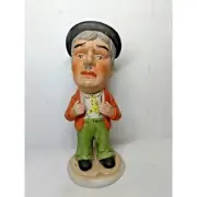 Whimsical Distinguished Man Standing Wearing Hat/Tie Ceramic Figure Matte Finish