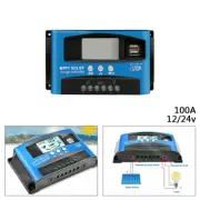 100A LCD MPPT Solar Panel Regulator Charge Controller Dual USB 12V 24V Battery