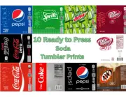 Bundle of 10 Ready to Press 20oz Sublimation Tumbler Drinks Pop Soda Prints