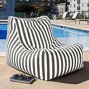 Floating Bean Bag for Pool No Fillers Outdoor Waterproof Bean Bag Lounge Chair Weather Resistant Patio and Poolside Lounge Seating Waterproof Swim Pool Floats Beanbag Chair(Light Gray Striped)
