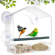 Window Bird Feeder, Bird Feeders for Outside Hanging, Window Feeders for Birds with Strong Suction Cups, Bird House Shape Décor, Fits for Finches,Cardinals,Chickadees etc.
