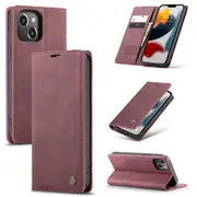 CaseMe iPhone 14 Classic PU Leather Folio Case Cover Apple iPhone14 [Wine]