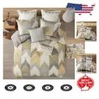 Modern Geometric King Comforter Set - Lightweight, Cotton, Yellow Chevron Design