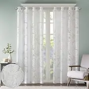 Madison Park Semi Sheer Single Curtain Modern Contemporary Botanical Print Out Design, Grommet Top, Window Drape for Living Room, Bedroom and Dorm, 50x84, Tropical White 84.00" x 50.00"