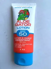 BULLFROG ALOE GATOR Lotion SPF 50 Water Sweat Resistant 80 Mins UVA/UVB Oil Free
