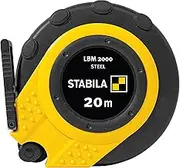 Stabila Capsule Tape Measure LBM 2000 Steel, 20 m, Steel Measuring Tape with Metric Scale and Nylon Wrap Coating, Universal Hook, Shatterproof Capsule, MID Accuracy LBM2000 ST20 Black Yellow