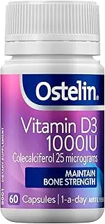 Ostelin Vitamin D3 1000IU Capsules 60 - Supports Bone Strength - Maintains Healthy Immune System & Muscle Function - Supports General Well-Being