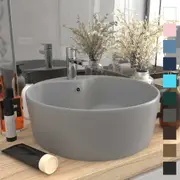 Luxury Wash Basin with Overflow Ceramic Sink Matte Black/Matte White vidaXL